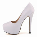 Sapatos Femininos de Salto Alto Sexy com Bico Redondo, Plataforma Casual de 14cm, Sapatos Vermelhos para Festa e Casamento, Tamanho Grande