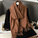 62 cores sólidas mulheres cachecol de inverno quente engrossar xale de caxemira moda ao ar livre luxo borlas pashmina senhora envoltório cachecóis à prova de vento