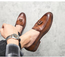Sapato de couro casual masculino, sapato de casamento com franja de boi, sola de boi, moda estilista, alta qualidade, novo