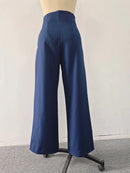 Calças Femininas de Cintura Alta com Pernas Largas, Elegantes e Sob Medida, Calças Retas para Trabalho no Escritório, Calças Casuais Confortáveis