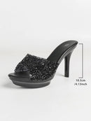 Chinelos femininos de verão, 10.5cm, plataforma antiderrapante, lantejoulas, sapatos de salto alto para mulheres, sandálias vermelhas de luxo