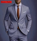 Novo Terno Masculino de Luxo Elegante 2026 - Conjunto de 2 Peças, Estilo Coreano Casual Slim Fit para Noivos e Eventos Sociais