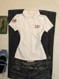 Camisa de Denim Preta Feminina de Manga Curta com Botões, Top Clássico de Denim Cropped com Gola Lapela, Ajuste Slim e Confortável para Uso Diário