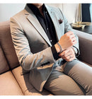 (Jaqueta + calças) marca de alta qualidade boutique cor sólida masculino casual negócios escritório terno noivo vestido casamento festa blazer calças