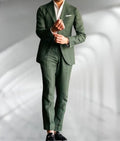 Green Linen Male Suits Wedding Tuxedo Business Fashion Blazer Sets Custom Made Two Pieces (Jacket+Pants) Conjuntos De Chaqueta