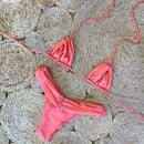 Conjunto de Biquíni Sexy com Detalhes Franzidos, Micro Biquínis Sólidos, Roupa de Banho Feminina, Moda Praia