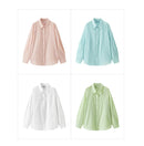 Camisa Feminina Semir com Proteção UV 2026, Texturizada, Lisa, Ombro Caído, Estilo Urbano Casual para o Dia a Dia, Macia e Confortável