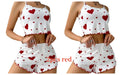 Conjunto de pijamas femininos pijamas 2 peças regata curta e shorts s m l branco ventilar macio casual amor impressão