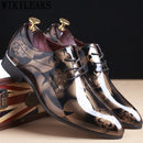 Sapatos masculinos de escritório com padrão floral, sapatos formais de couro de luxo, sapatos de casamento para noivo, sapatos oxford, vestido 37-50