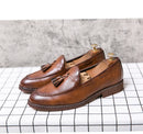 Sapato de couro casual masculino, sapato de casamento com franja de boi, sola de boi, moda estilista, alta qualidade, novo