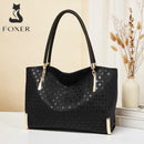 Bolsa feminina de couro genuíno foxer, design elegante e luxuoso, bolsa de ombro feminina, bolsa tote de grande capacidade, melhor presente para mãe, esposa