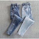 Coreano novo 2026 primavera outono perfuração quente jeans elásticos feminino solto de cintura alta haren denim calças femininas casuais jeans selvagens