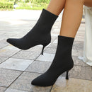 Spring Autumn Women Ankle Boots Slip-On Sexy Chelsea Boots Women Luxury Stretch Fabric Women Socks Shoes Pointed Toe High Heels