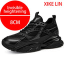 Tênis casuais masculinos com design em malha respirável, sola grossa, tênis esportivos masculinos modernos, estilo Dad Shoes com aumento de altura invisível de 6-10cm.