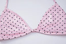Maiô Feminino com Estampa de Poá Rosa, Conjunto de 3 Peças com Sutiãs e Saias Divididas, Moda Praia