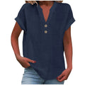 Cor pura botão até decote em v manga curta camisa de rayon de bambu verão moda feminina camisa de botão casual negócios topo