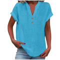Cor pura botão até decote em v manga curta camisa de rayon de bambu verão moda feminina camisa de botão casual negócios topo
