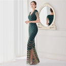 Deerveado elegante decote em v sereia vestido de noite longo luxo contas feminino vestidos de festa à noite 2025 novo vestido formal 19085