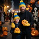Gorro e luvas engraçados para cosplay de natal, 2 peças, chapéu de malha clássico quente unissex de inverno, Halloween, acessórios de fantasia de ano novo