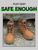 Sapatos de trabalho com botão rotativo para homens, botas protetoras anti-punctura, tênis à prova d'água, sapatos de segurança de trabalho, antiderrapantes, com biqueira de aço