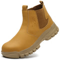 Sapatos de trabalho com botão rotativo para homens, botas protetoras anti-punctura, tênis à prova d'água, sapatos de segurança de trabalho, antiderrapantes, com biqueira de aço