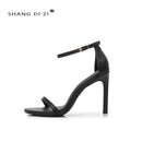 Moda tornozelo cinta ao ar livre sandálias para mulher 6cm 8cm 10cm verão salto alto preto banda estreita stiletto elegante senhoras sapatos