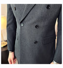 Terno Masculino Slim de Luxo Cinza e Preto M-7XL com Colete e Calça - Estilo Casual de Negócios e Abotoamento Duplo para Noivos