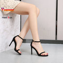 Moda tornozelo cinta ao ar livre sandálias para mulher 6cm 8cm 10cm verão salto alto preto banda estreita stiletto elegante senhoras sapatos