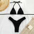 Conjunto de Biquíni Sexy com Detalhes Franzidos, Micro Biquínis Sólidos, Roupa de Banho Feminina, Moda Praia