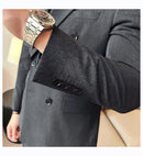 Terno Masculino Slim de Luxo Cinza e Preto M-7XL com Colete e Calça - Estilo Casual de Negócios e Abotoamento Duplo para Noivos