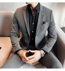 (Jaqueta + calças) marca de alta qualidade boutique cor sólida masculino casual negócios escritório terno noivo vestido casamento festa blazer calças