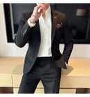 (Jaqueta + calças) marca de alta qualidade boutique cor sólida masculino casual negócios escritório terno noivo vestido casamento festa blazer calças