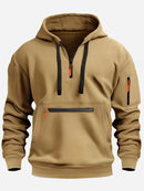2026 Men's Hooded Sweater Leisure Sports Pullover Retro Harajuku Long Sleeve Zipper Multi-pocket Casual Loose Coat Street Wear