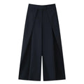 Calças Femininas Casuais Chiques de Perna Larga Vintage para Escritório com Cintura Alta, Bolsos e Pregas, Calças Longas Primavera Verão 2026 Estilo Streetwear
