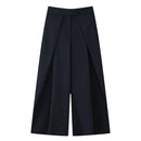 Calças Femininas Casuais Chiques de Perna Larga Vintage para Escritório com Cintura Alta, Bolsos e Pregas, Calças Longas Primavera Verão 2026 Estilo Streetwear
