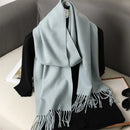 62 cores sólidas mulheres cachecol de inverno quente engrossar xale de caxemira moda ao ar livre luxo borlas pashmina senhora envoltório cachecóis à prova de vento