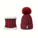Autumn and Winter Versatile Velvet Knitted Hat Outdoor Ear Protection Thickened Warm Hat Collar Two Piece Set
