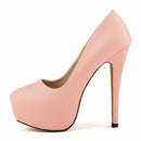 Sapatos Femininos de Salto Alto Sexy com Bico Redondo, Plataforma Casual de 14cm, Sapatos Vermelhos para Festa e Casamento, Tamanho Grande