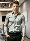 Camisa Casual Premium Masculina, Estampa Word GK, Slim Fit, Manga Longa, Resistente a Rugas, 5 Cores Disponíveis, S-XXL