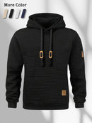 New Autumn Men's Hoodie Waffle Pattern Long Sleeve Sweatshirt Solid Color Casual Warm Pullover Outdoor Sportswear Men's Clothing
