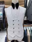 Fashion Paisley Men's 3 Pieces Formal Suit Set Blazer Vest Pants Wedding Groom Suits Best Man Dinner Engagement Tuxedo For Men