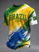 Camisa de Futebol Masculina Brasil 2026 - Camiseta Esportiva de Manga Curta para Torcedores - Top de Verão