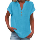 Cor pura botão até decote em v manga curta camisa de rayon de bambu verão moda feminina camisa de botão casual negócios topo