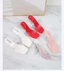 Tamanho 35-45 chinelos de pvc transparente senhoras 9cm salto alto fino mules verão ao ar livre sexy sapatos femininos moda sandálias de dedo do pé quadrado