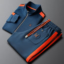 Conjunto de agasalho masculino jaqueta masculina na moda ins bordado moda masculina jaqueta calças terno de duas peças