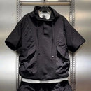 Moda workwear respirável de secagem rápida terno esportivo masculino texturizado casual com capuz shorts de manga curta conjunto de duas peças