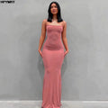 Cetim deslizamento sem mangas sem costas magro sexy maxi vestido 2022 primavera feminino festa y2k conciso bodycon vestidos elegantes roupas femininas