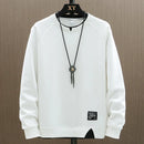 2026 New Mens Casual Sweatshirts Harajuku Solid Color Fashion Fake Two Pieces O-Neck Sweatshirt Hoodies Hip Hop Male Streetwear
