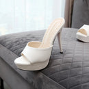 Sandálias de plataforma antiderrapante para mulheres, chinelos femininos, saltos finos, saltos super altos, sapatos de festa, verão, novo, 12cm, tamanho 34-39, 2022