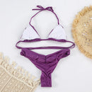 Conjunto de Biquíni Sexy com Detalhes Franzidos, Micro Biquínis Sólidos, Roupa de Banho Feminina, Moda Praia